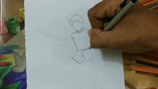 How To Draw A Football Playing Boy | Step By Step In Easy Way For Beginners | By N. S. Limaye's Ar смотреть онлайн