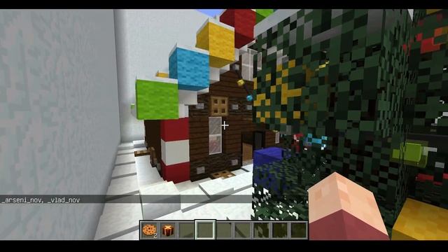 Ищем кнопки на новогодней зимней карте, в майнкрафте смотреть онлайн