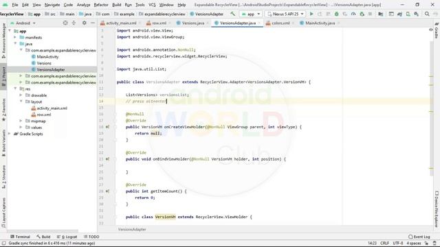 Expandable RecyclerView in Android Studio смотреть онлайн