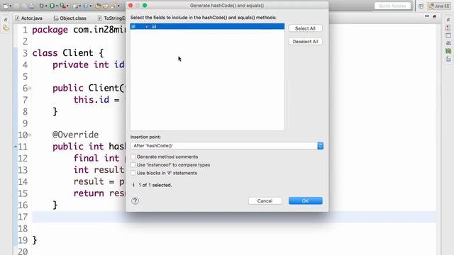 12 equals and hashCode methods смотреть онлайн