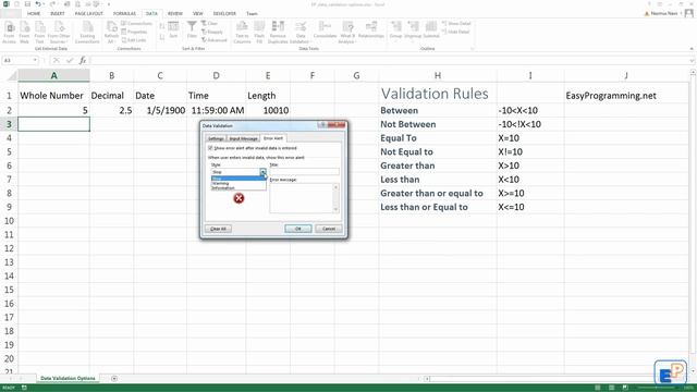 Easy Excel 2013 Tutorial - Data Validation Options (15) смотреть онлайн