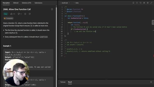 Day 8 - 30 Days LeetCode JavaScript Challenge: 2666. Allow One Function Call смотреть онлайн