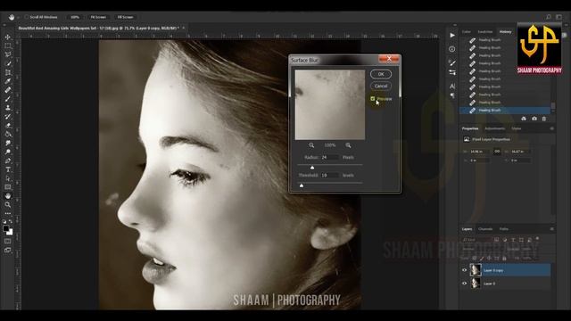 Photoshop Tutorials - Skin Retouching With One Click Easy Way To Remove Skin Blemishes смотреть онлайн