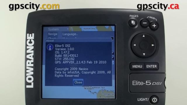 Lowrance Elite 5 Video Manual - Checking the GPS Firmware Version смотреть онлайн