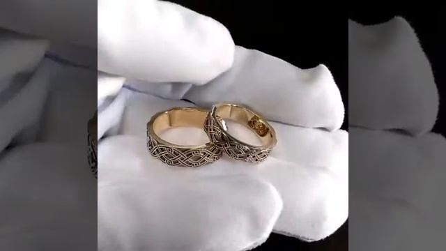Славянские обручальные кольца из красного золота со свадебником и чернением смотреть онлайн