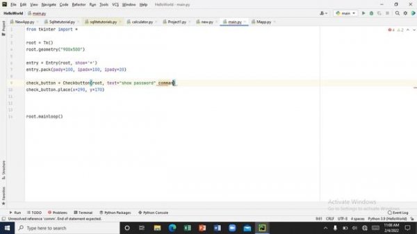 How to Hide or Show Password in Python GUI Tkinter