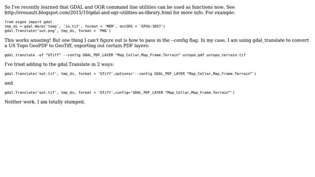 GIS: Using --config flag with the Python GDAL gdal.Translate() смотреть онлайн