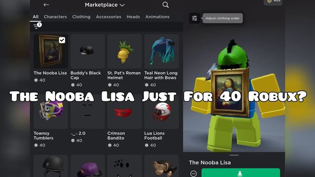 Two Roblox Items 1: 40$ 2:0