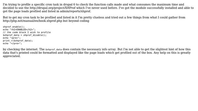 Drupal: Using xhprof in drupal 6 to monitor a cron task and display in the XHProf runs page смотреть онлайн