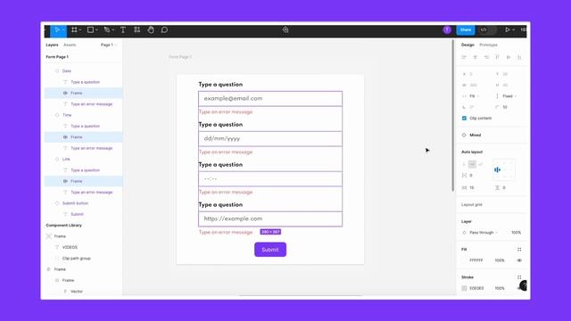 Creating a Form with Date, Time, Email and Link Input Types in Figma смотреть онлайн
