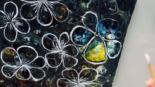 003 Acrylic Pouring. Прорисовка. Флю Арт. Цветы.Drawings of Flew Art Flowers.( техника в описание). смотреть онлайн