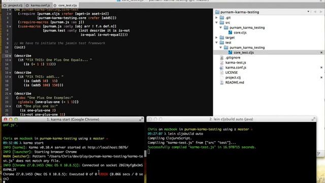 Clojurescript Testing using the Karma Test Runner смотреть онлайн