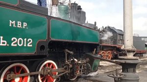 Маневровая работа паровоза Ь-2012 в паровозном депо Подмосковная