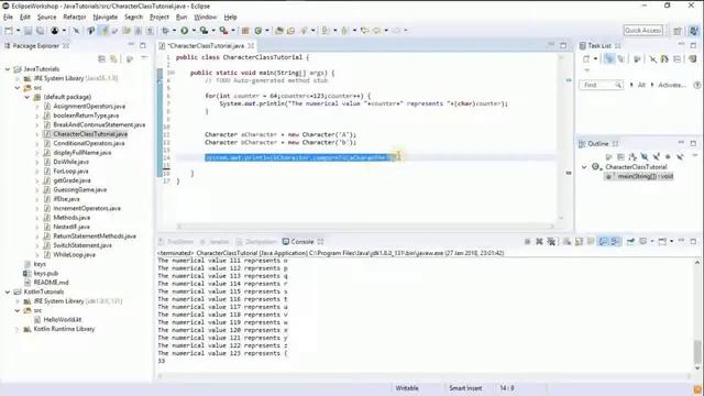 Java Tutorials : Character Class Methods(.compareTo,().equals()) смотреть онлайн