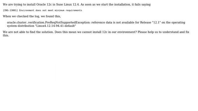 Oracle 12c installation : reference data is not available for Release "12.1" on the operating... смотреть онлайн