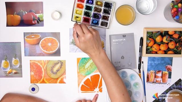 Уроки рисования онлайн ✍ Рисуем апельсин в рамке смотреть онлайн