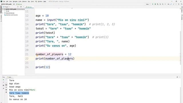 Python - programmikood, kommentaar, print, input, muutuja (4. sept kell 9) смотреть онлайн