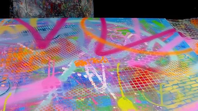 Colorful Pop Art / Abstract Painting Demo With Stencils | Peace смотреть онлайн