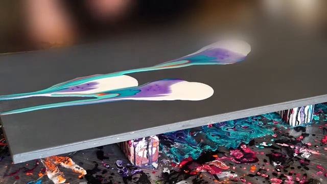 Лунные Ирисы на сером. Fluid art. Acrylic pouring. Заливка акрилом. смотреть онлайн