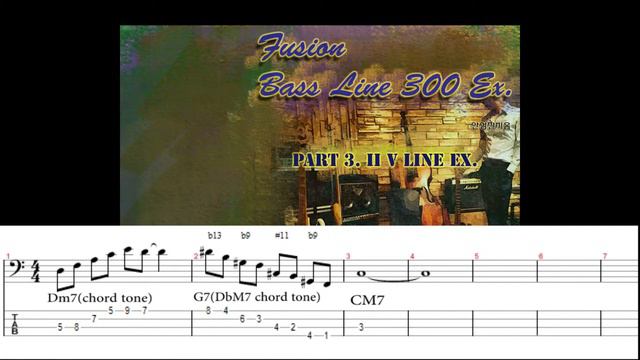 Jazz II V for Bass [Ex.20 Dm7(chord tone) - G7(Db7 chord tone) - CM7] смотреть онлайн