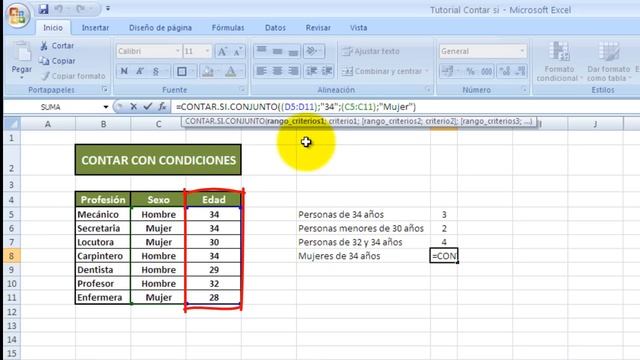 Tutorial Excel (Cap. 18) Contar Celdas con una o varias condiciones. Contar Si смотреть онлайн