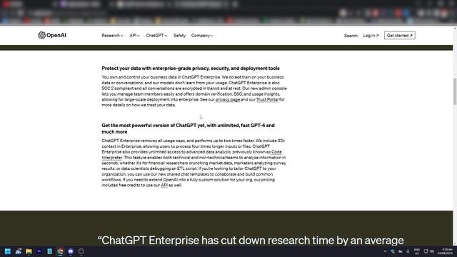 OpenAI Launches ChatGPT Enterprise Level Option смотреть онлайн