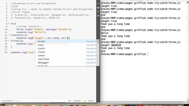 JavaScript Try...Catch plus Throwing Errors and Exceptions смотреть онлайн