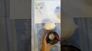 Грунтуем ткань для росписи лица куклы.