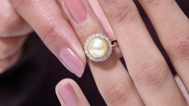 South Sea Pearl Classic Ring with Moissanite Halo, Pearl Classic Ring for Women смотреть онлайн