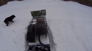 Чищу снег мотобуксировщиком! Самодельная лопата на мотособаку!