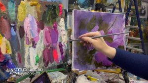 Видео-урок Карины Мельгуй "Сиреневые цветы" / Живопись маслом для начинающих / Полные уроки 2022