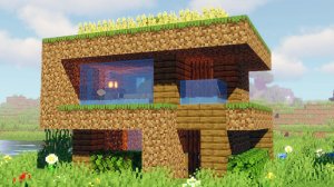 СТАРТОВЫЙ ДОМ ИЗ ЗЕМЛИ В СТИЛЕ ХАЙ-ТЕК В МАЙНКРАФТ!