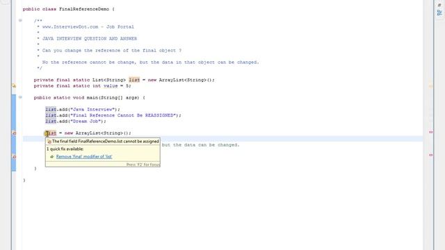 What is final reference in Java Java Interview Question And Answer смотреть онлайн