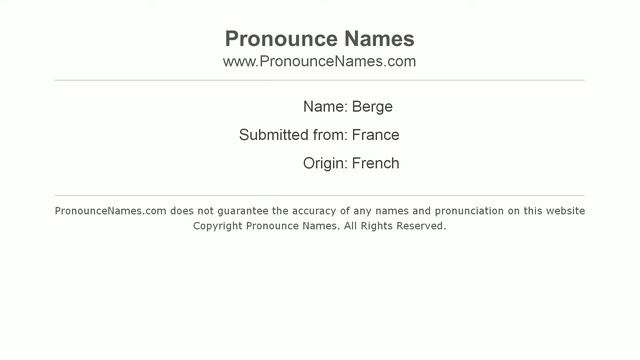 How to pronounce Berge (French/France) - PronounceNames.com смотреть онлайн