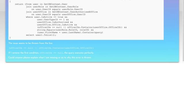 System.NotSupportedException - Cannot compare elements of type 'System.Linq.IQueryable смотреть онлайн