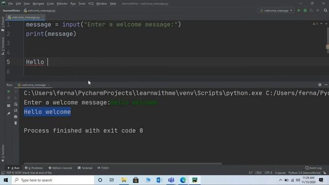 Wap in Python to input a welcome message and display it | Learn with Me смотреть онлайн