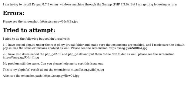 Drupal: Getting PHP extension "gd" and Database support disabled error смотреть онлайн