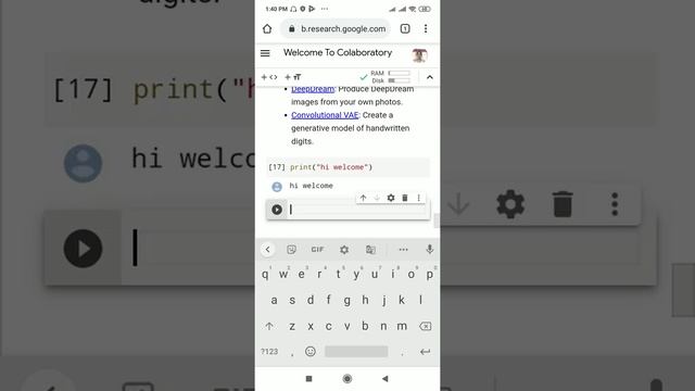 To run simple python programs in mobile using Google colab - Sheela JKCC смотреть онлайн