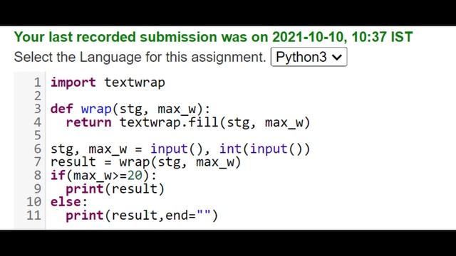 Programming Exam 1 : Text Wrap || The joy of computing of python смотреть онлайн