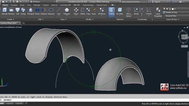 Curs Autocad 2015 - 2023, fragment lectie 149 Surface Offset смотреть онлайн