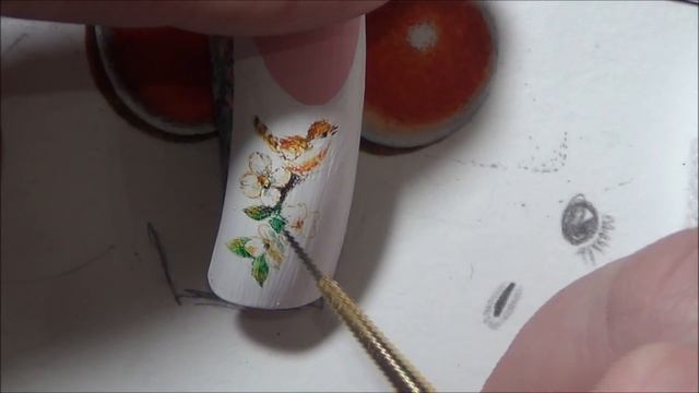 Рисуем птичку на ногтях акварелью/рисунок птички на ногтях/рисунок на ногтях/дизайн ногтей. смотреть онлайн
