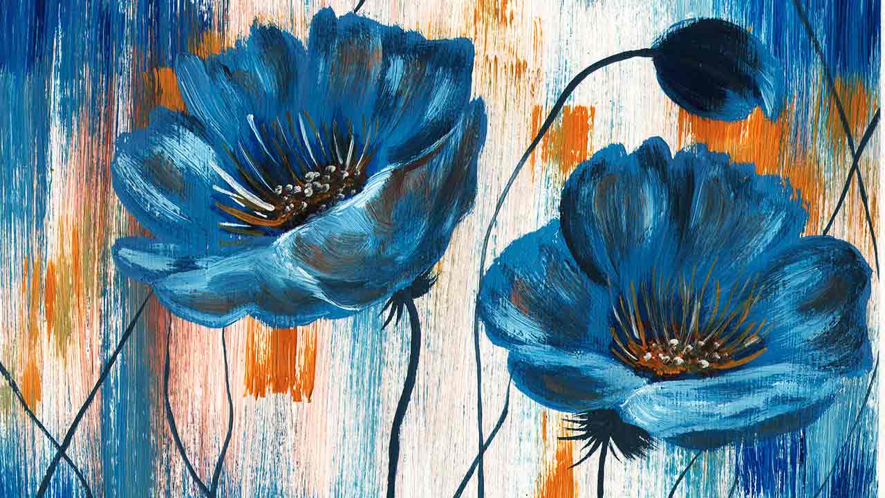 Как нарисовать интерьерную картину. Рисуем цветы. Рисуем легко. смотреть онлайн