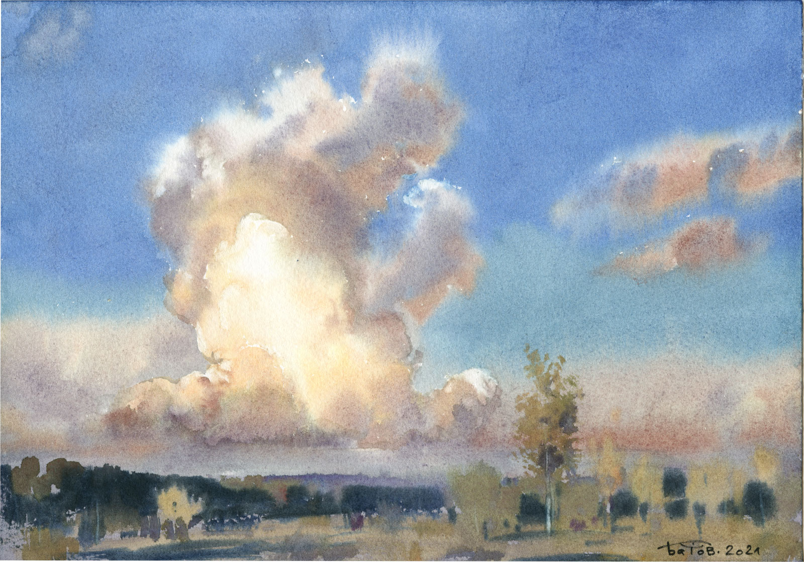 Кучевое облако акварелью смотреть онлайн