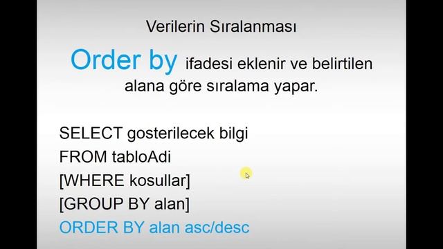 SQL veri İşleme -3 (SELECT * from ...group by order by limit) смотреть онлайн