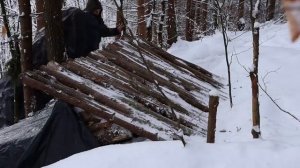 Зимние укрытие в одиночку. Ночёвка в Лесу