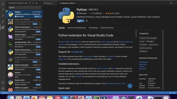 Quick and easy installation of VSCode and setting up extensions for Python
