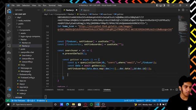 Build a Chat Application using React and Firebase (part -4) смотреть онлайн