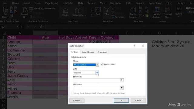 Excel Tutorial - Control inputs with data validation смотреть онлайн