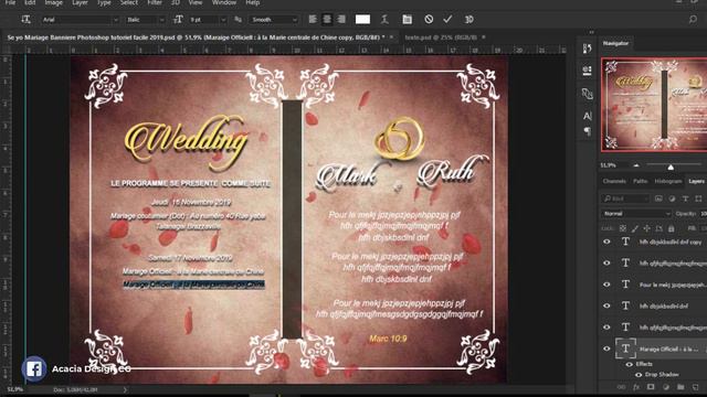 Création d'une carte de mariage Photoshop Tutoriel by Acacia Design смотреть онлайн