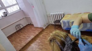 Окрашивание волос.Притемнение корней.Блонд.Растяжка цвета.